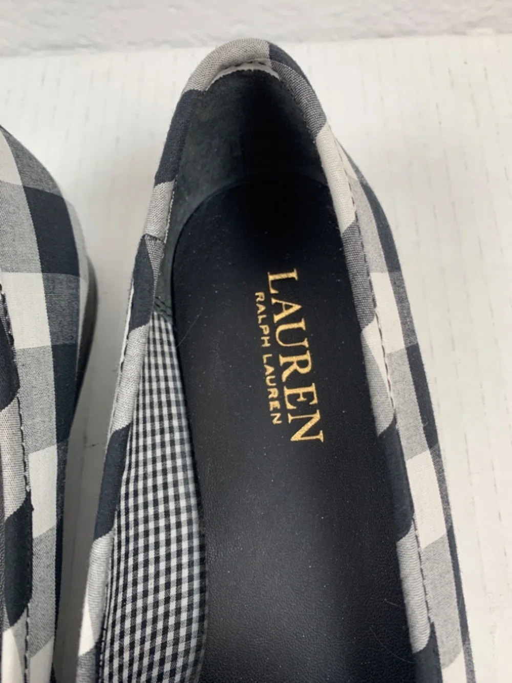 Lauren Ralph Lauren Women's Coleena III Loafer Size 8.5B Black White Gingham